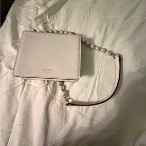 Jimmy Choo Cream Crossbody Bag with Pearl Strap